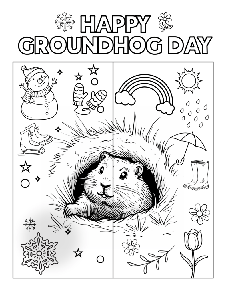 Happy Groundhog Day Coloring Page